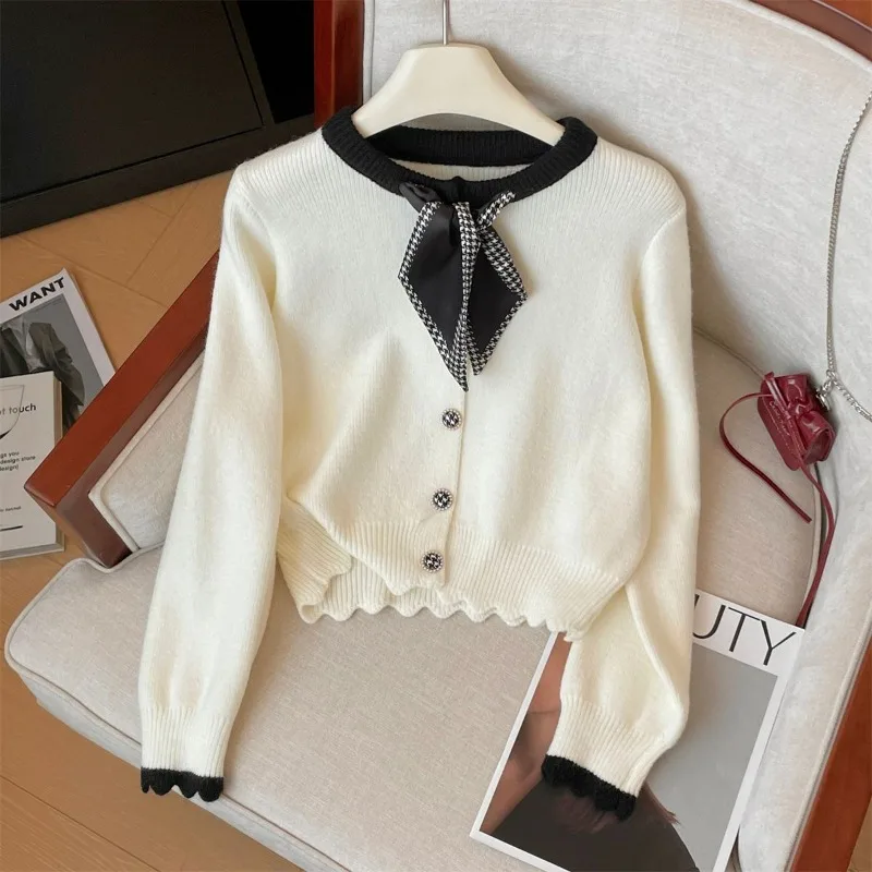 Women Autumn Simplicity Loose Solid Color Sweater Coat O-neck Long Sleeve Knitting Cardigan All-match Office Lady Knitwear Tops