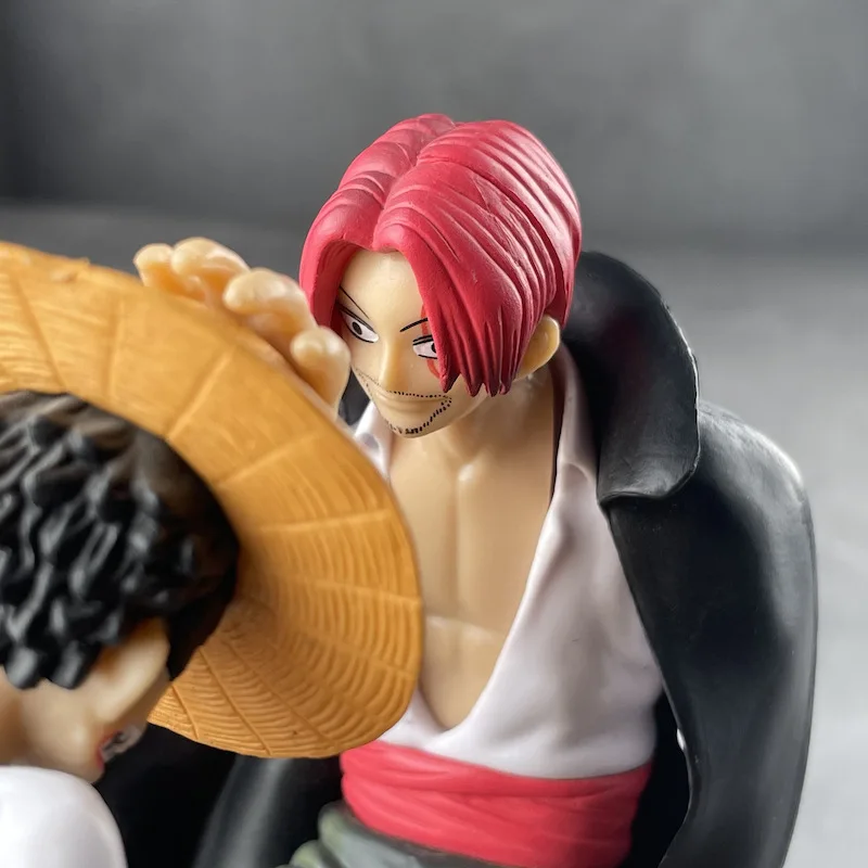 Figurine de Dessin Animé One Piece avec Chapeau de Paille, Shanks, Luffy, Jouet de Statue à Collectionner, Accessoires de Décoration de Voiture et de Bureau pour Enfant