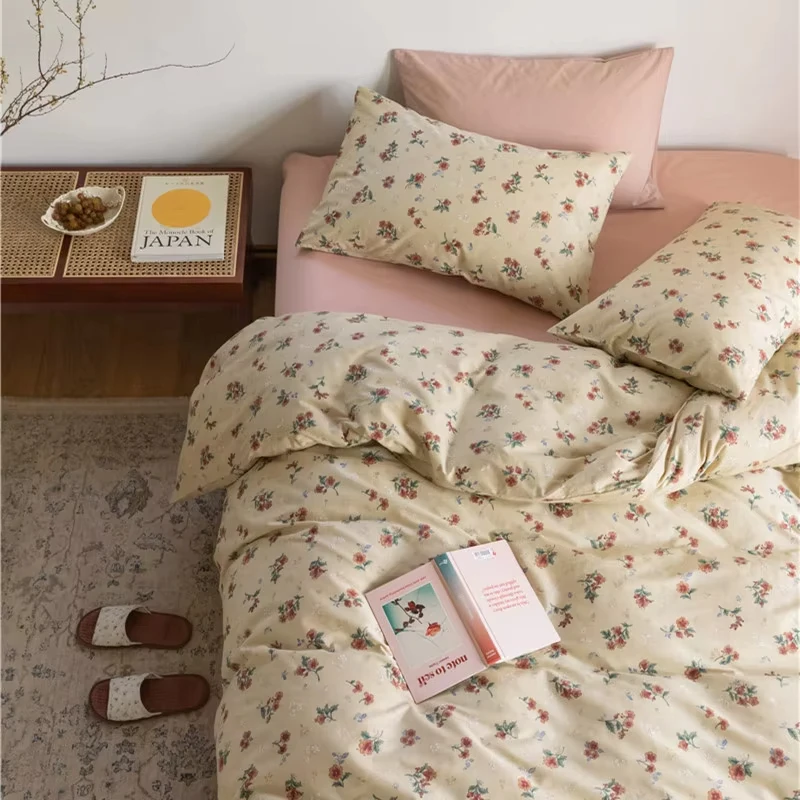 

Cutelife Flower Cotton Sheets Bedding Set Cozy Duvet Cover Pillowcase Single Queen Home Textile Double Bed Linen Bedroom Bedding