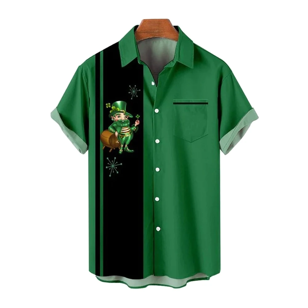 

Men's Stylish Shirt Ireland St Patrick's Day Merch Short Sleeve Pocket Shirt Women Blouse Fashion Clothing