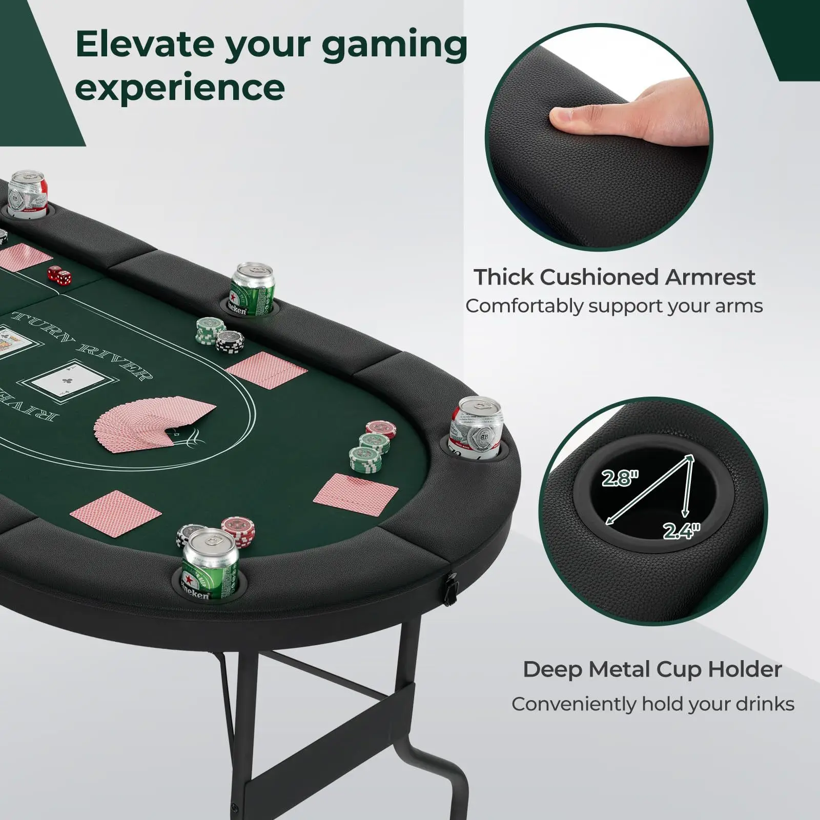 Factory Customized Wholesale 8 Person Oval Folding Texas Hold Em Table Event Table Poker Table