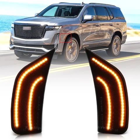 Светодиодный боковой светильник с дымчатыми линзами для Chevrolet Suburban Tahoe для Cadillac Escalade ESV GMC Yukon 2021-2023, передние боковые фонари