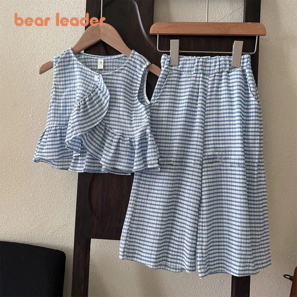 Bear Leader 2023 New Girls Suit Summer Thin Section Sleeveless Undershirt Skirt Mori Suit Fashion Sleeveless Suit Two-piece Sets