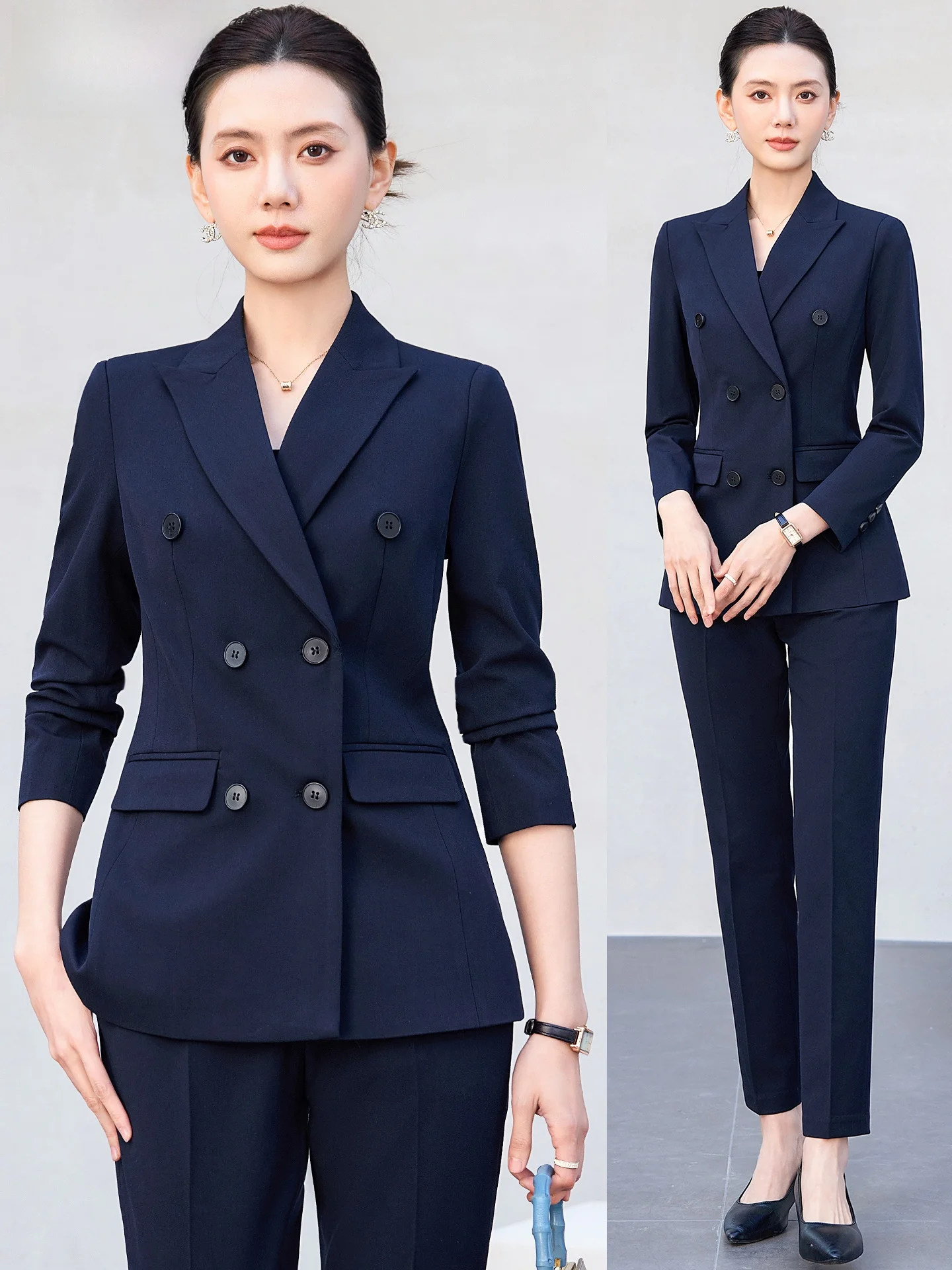 

Olive een Suit Set Women's Spring Autumn New Faionable Profional Hotel Work orm Double Buttoned Western Sle Jaet