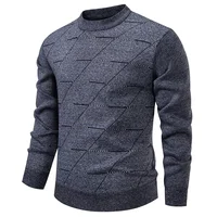Men's Mock Neck  Knit Sweater Knitting Pullover Mens Autumn Winter Tops Fleece Lined Knitwear 5