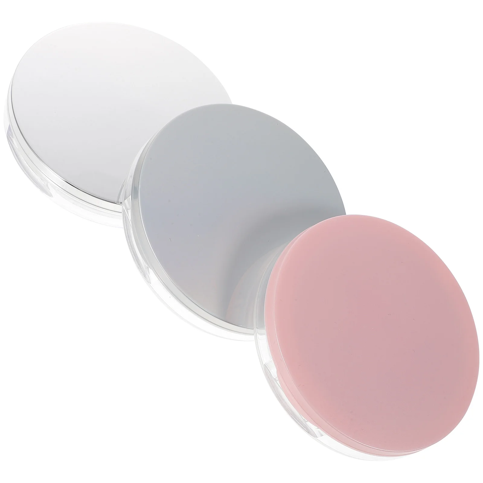 3 قطع من علبة بودرة الحبر الفارغة مع مرآة فضفاضة وقابلة لإعادة الاستخدام من البلاستيك المدمج للسفر