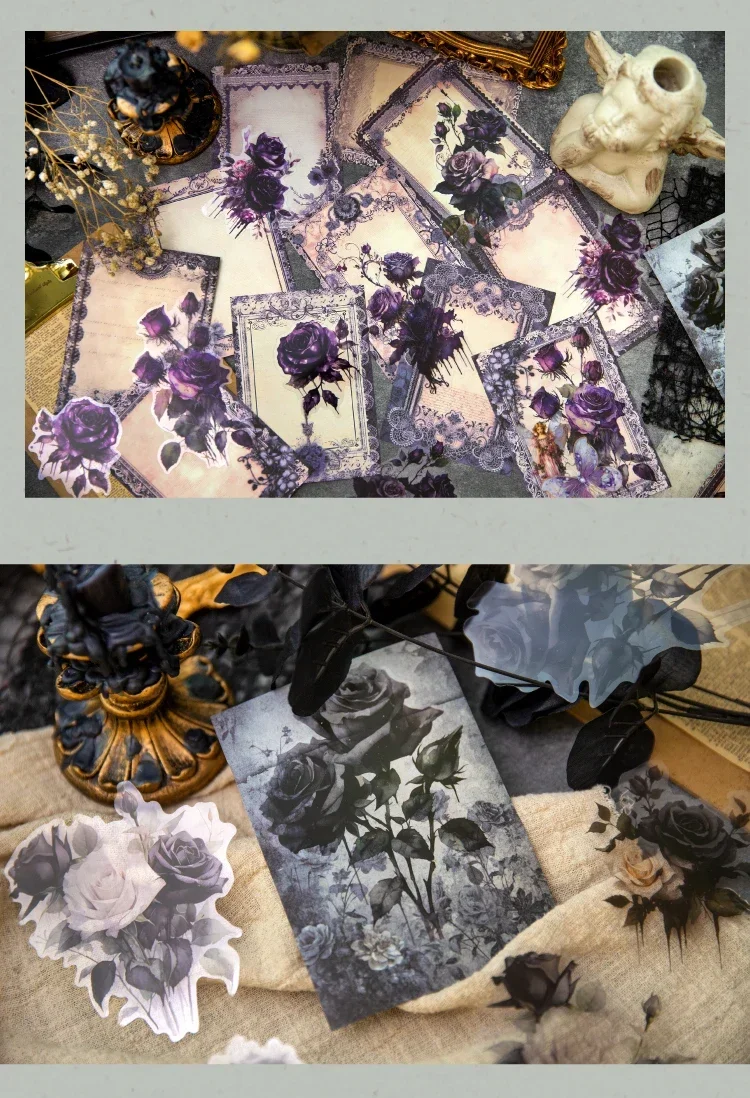 30 Stück Material Scrapbook Papier Bloom Dark Paket Retro Handbuch Dekoration Materialien Notebooks Handschrift – Detail 9