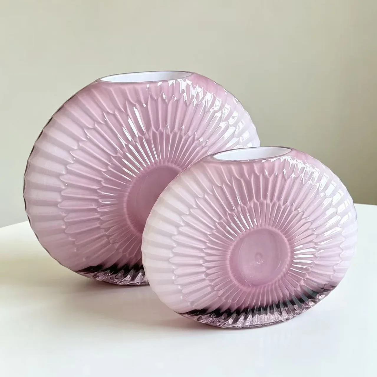 Glass Vase Handmade Shell Flower Vase Pink Clam Shells Terrarium Flowerpot Colored Shells Vases Home Decoration Accessories