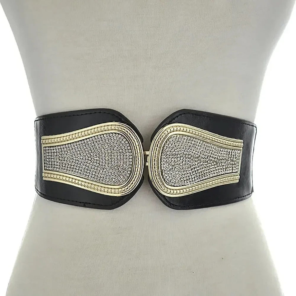 Women Embellished Wide Belt Black