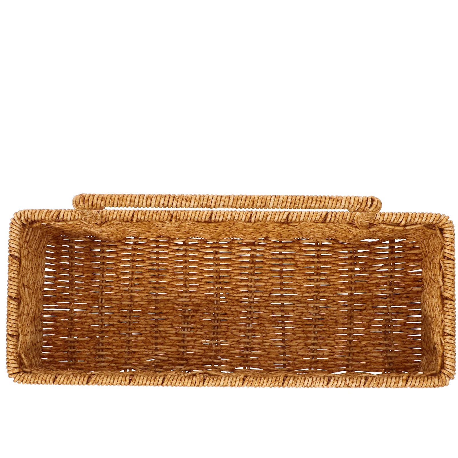

Rectangular Single Layer Hanging Basket Wall-mounted Imitation Rattan Woven Storage Basket Organizer For Kitchen Bathroom Toilet