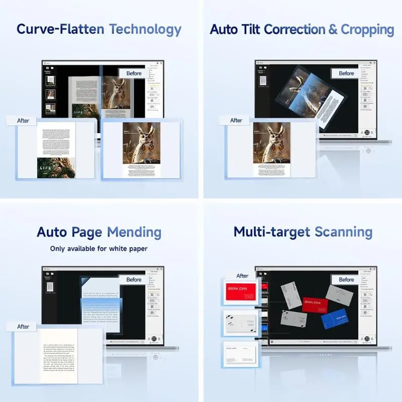 ماسح مستندات محمول ذكي للغاية من CZUR Shine، ماسح ضوئي رفيع للكتب مع كاميرا مستندات USB OCR لحجم التقاط سطح المكتب/الكمبيوتر المحمول #4