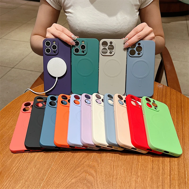 Liquid Silicone For Magsafe Magnetic Wireless Charge Case For iPhone 16 15 14 Plus 11 12 13 Pro Max XS XR Shockproof Soft Cover