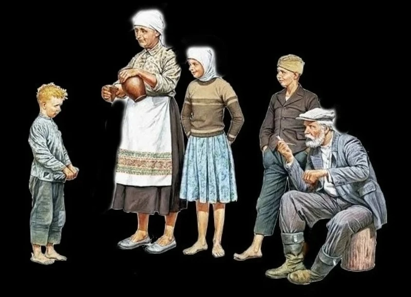 

1/35 Scale Diecast Resin Figure Model Kit 5 Civilians Need To Be Assembled and Colored By Themselves