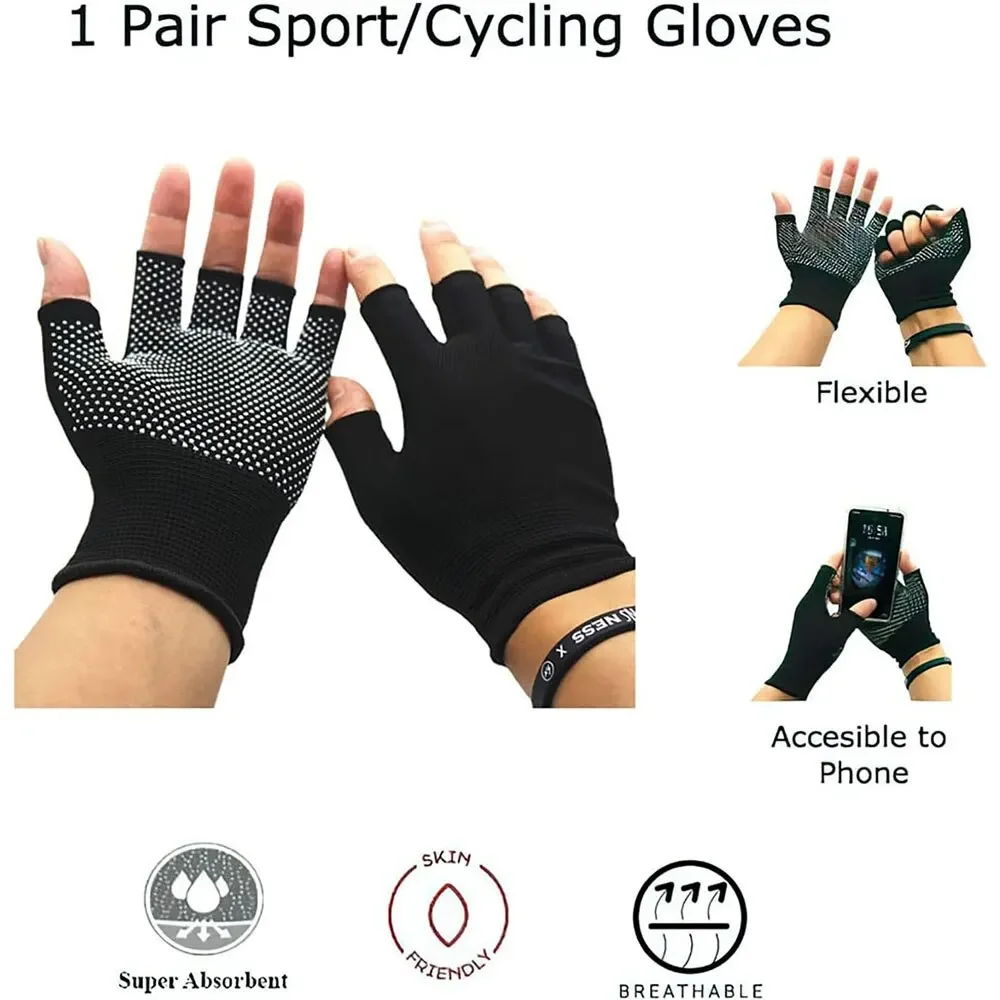 1 Pairs Bicycle Fingerless Gloves Lightweight Sunscreen Anti-Slip Riding Outdoor Workout Gloves Fitness Cycling Motorcycle image 3