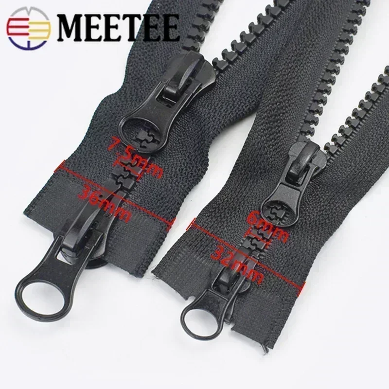 1Pc 60-300cm 5# 8# Resin Zipper Double Slider Zip Black White Single Puller Open-End Zippers Clothes Sewing Zips RepairAccessory