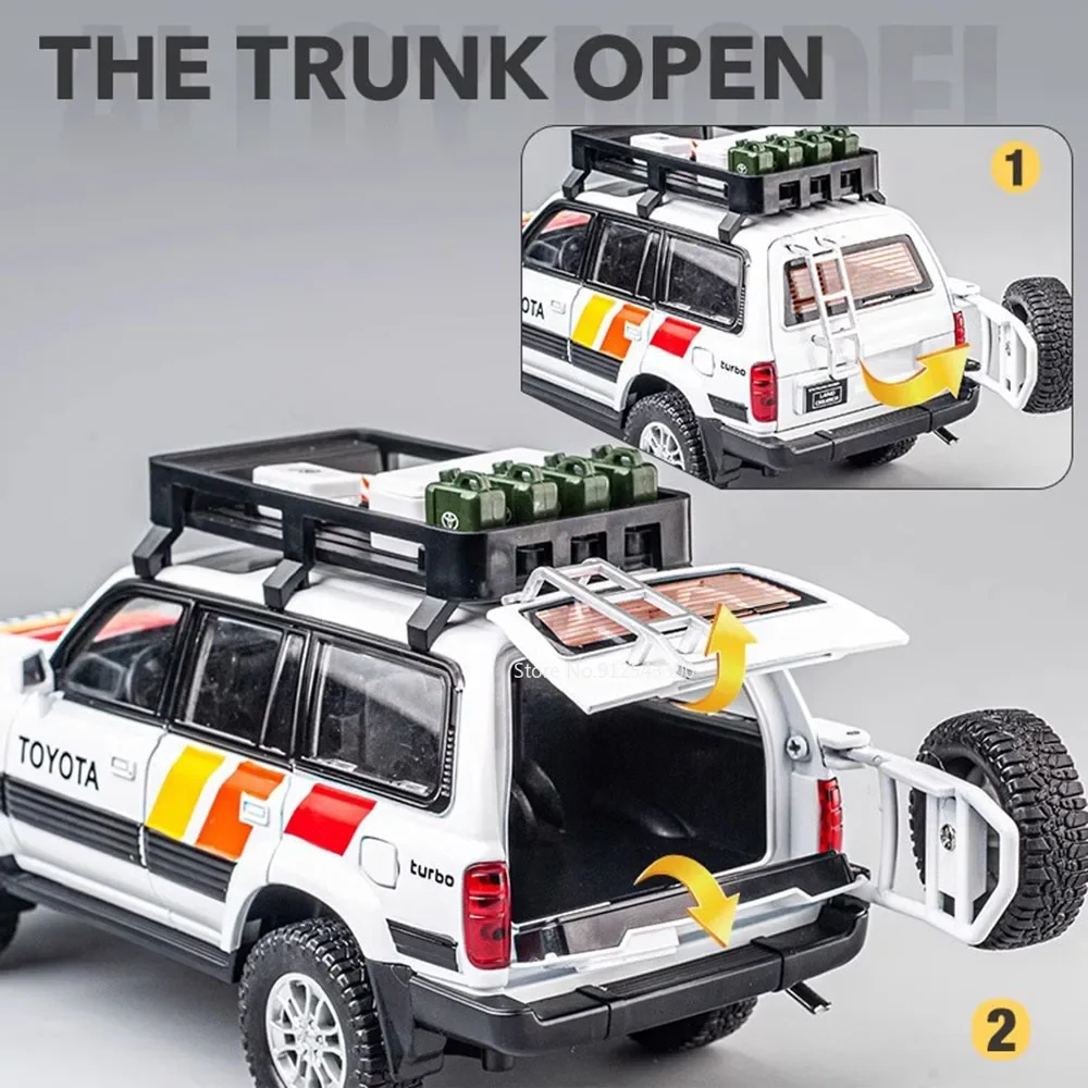 1:24 لاند كروزر LC80 FJ كروزر نموذج سيارة لعبة سبيكة دييكاست الأبواب مفتوحة على الطرق الوعرة المركبات نماذج ضوء الصوت الاطفال الأولاد الهدايا #4