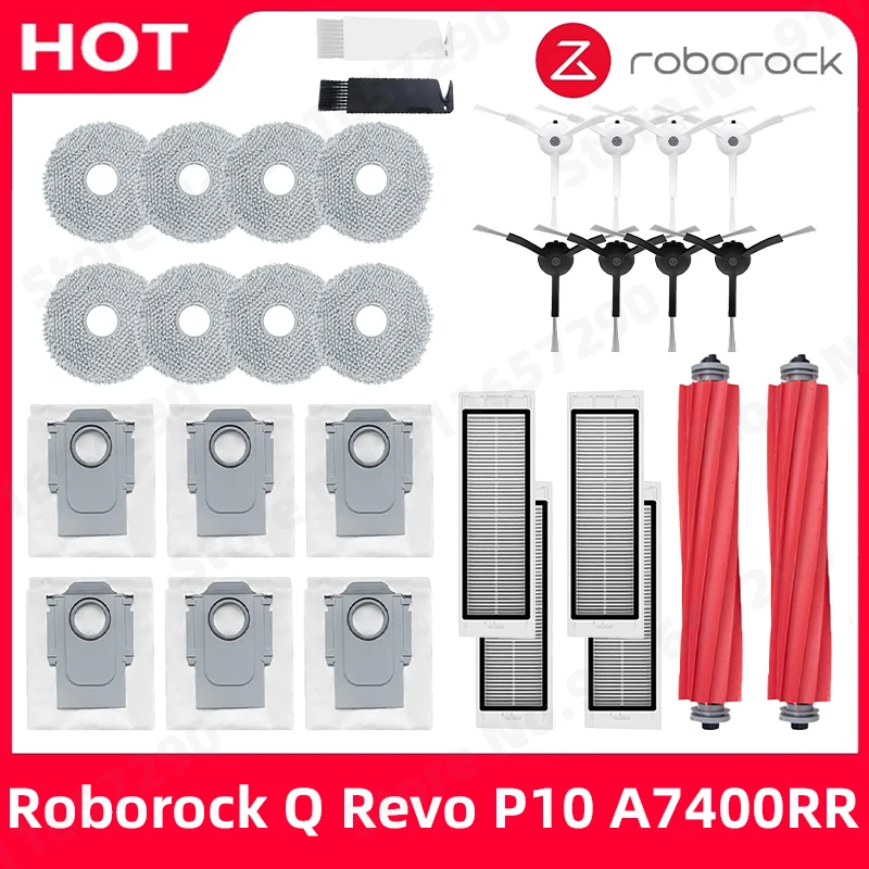 Roborock Q Revo / P10 A7400RR Spare Parts Main Side Brush Hepa Filter Mop Cloths Dust Bag Robot Vacuums Cleaner Accessories