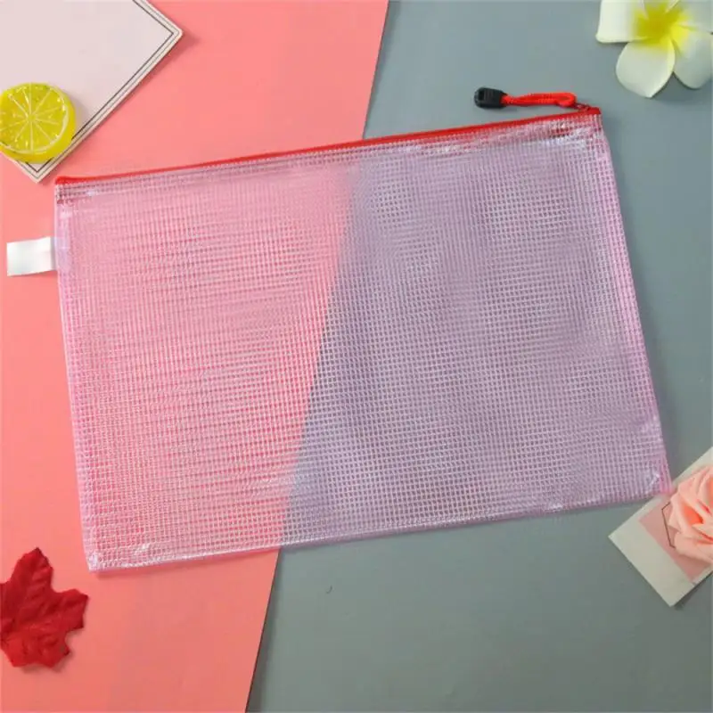A4 A5 B6 B5 A3 B4 Stationery Storage Folder File Mesh Zipper Pouch Document Bag Zip File Folder School Office Supplies