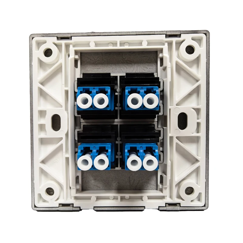 Black 4 Ports Duplex LC UPC APC Wall Faceplate Panel LC-LC Optic Fiber Female Keystone Connector Socket For Network Optical