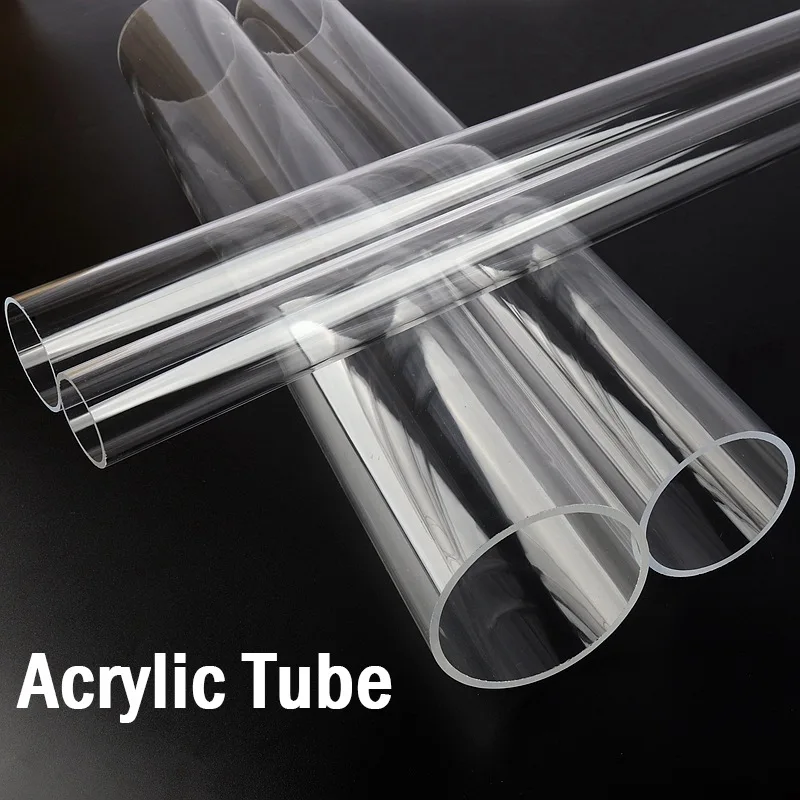 1Pc 49~50cm Long O.D 16~110mm Transparent Acrylic Pipe PMMA Organic Glass Tube Aquarium Accessoires Pipe Fittings Acrylic Tube