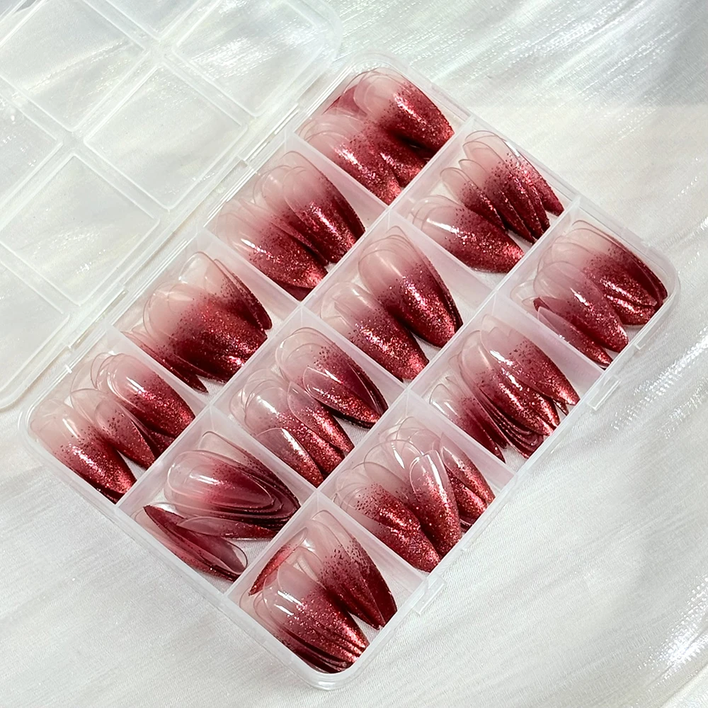 144pcs Red Gradient Glitter Fi - Nail Art Red Wine recension och pris