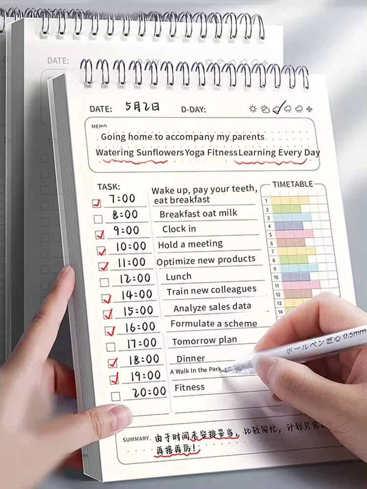 Agenda planificadora A5, cuaderno en espiral, horarios, Plan diario para hacer lista, Bloc de notas de 160 páginas gruesas, suministros escolares de oficina, papelería
