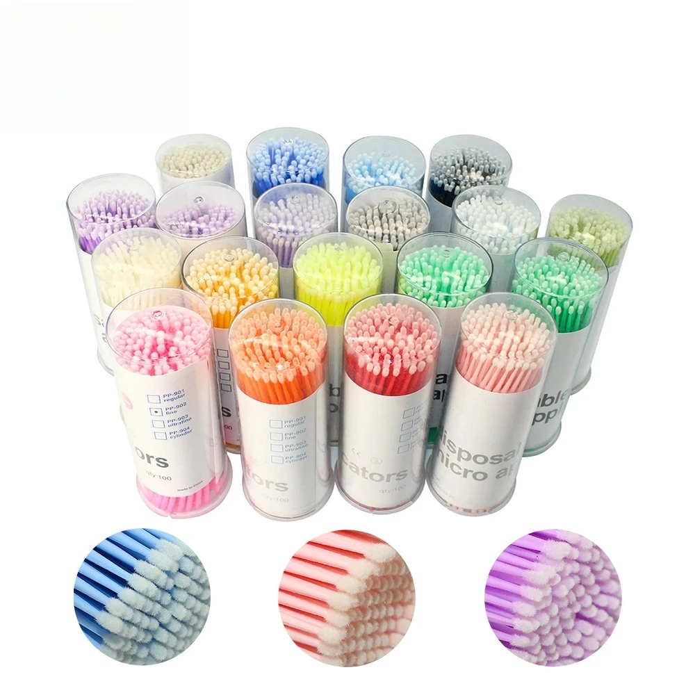 100개/병 속눈썹 연장 클리닝 면봉 래쉬 리프트 글루 리무버 어플리케이터 마이크로 블레이드 메이크업 미세 브러쉬 도구