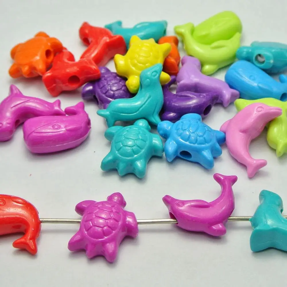 30 Mieszane Bubblegum Kolor Akryl Duże Różne Zabawne Koraliki Zwierzęcy Samochód Delfin z otworem 4mm Dzieci Rzemiosło DIY Biżuteria — zdjęcie 3