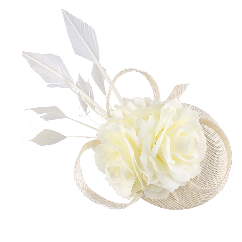 Cappelli da sposa e Fascinators copricapo da festa cappello da sposa elegante copricapo da sposa con piuma e imitazione berretto Sinamay Chapeau