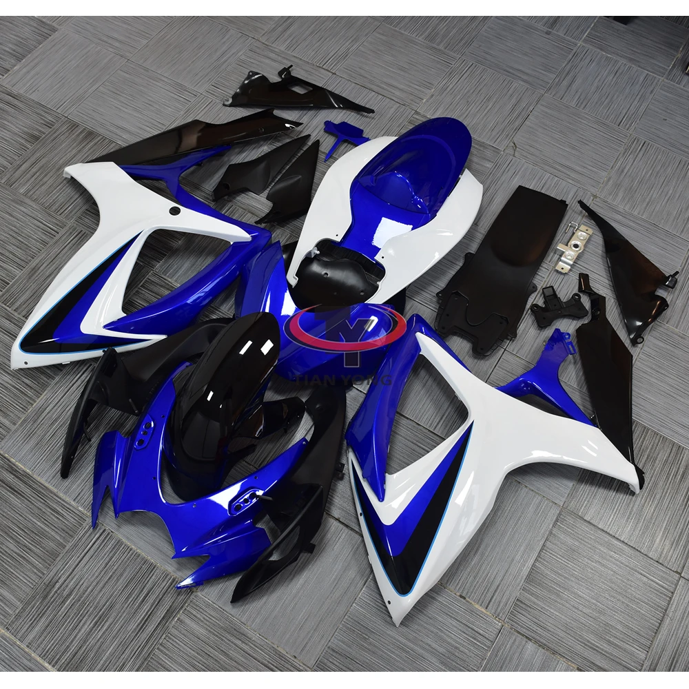 Blue and white classic print Motorcycle Full Fairing Kit Bodywork Cowling For GSXR600 GSXR750 GSXR 600 750 GSX R K6 2006-2007