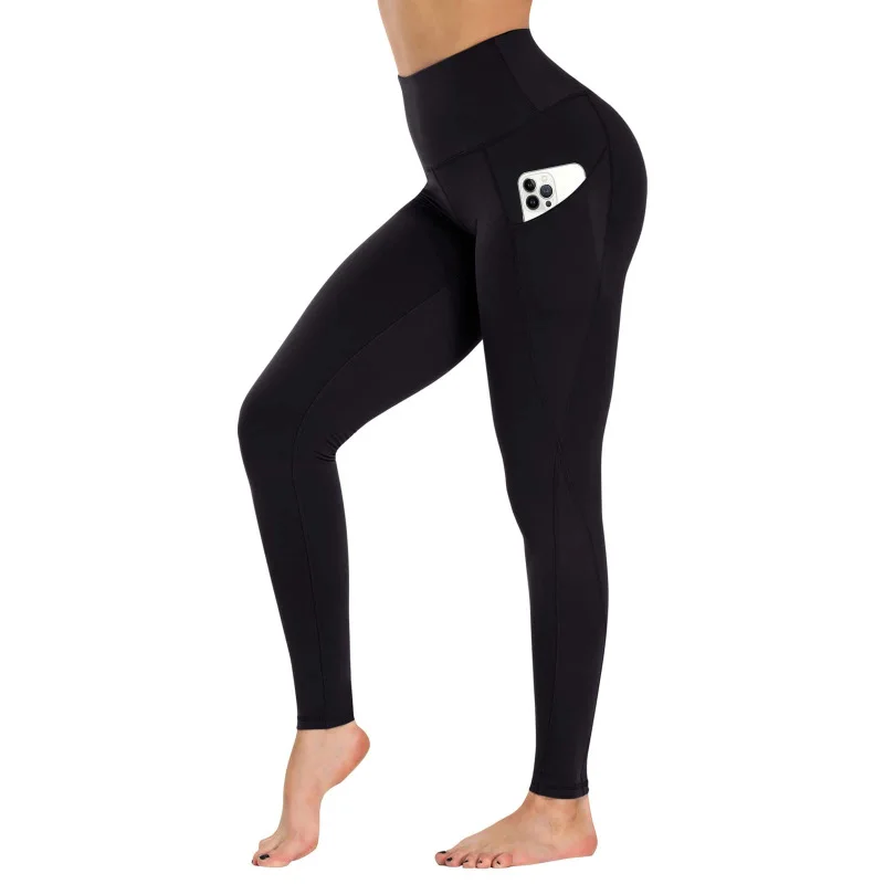 Yoga Basic Wide Waistband Sports Leggings With Phone Pocket