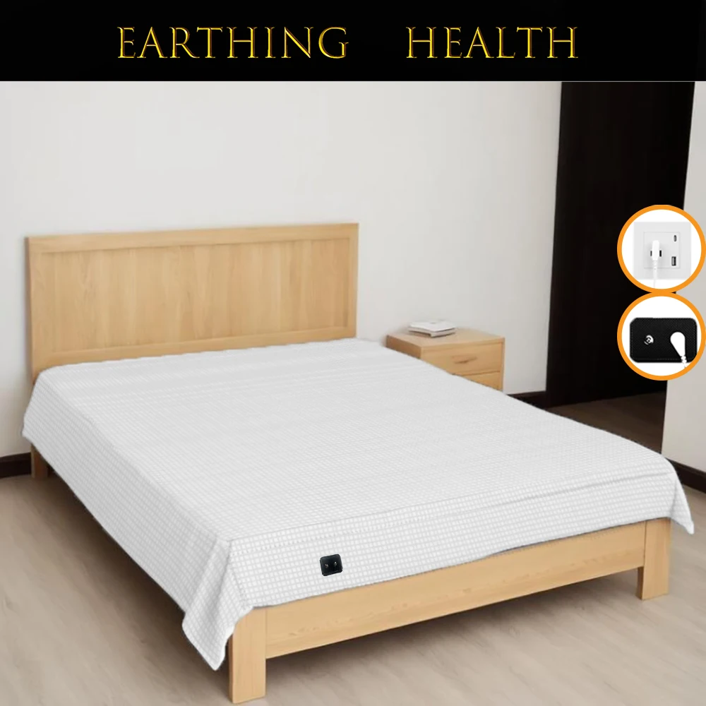 10% Silver Fiber Earthing Bed sheet with Grounding Cord Release Stress Conductive Flat Bedsheet Grounded Therapy Improve Health