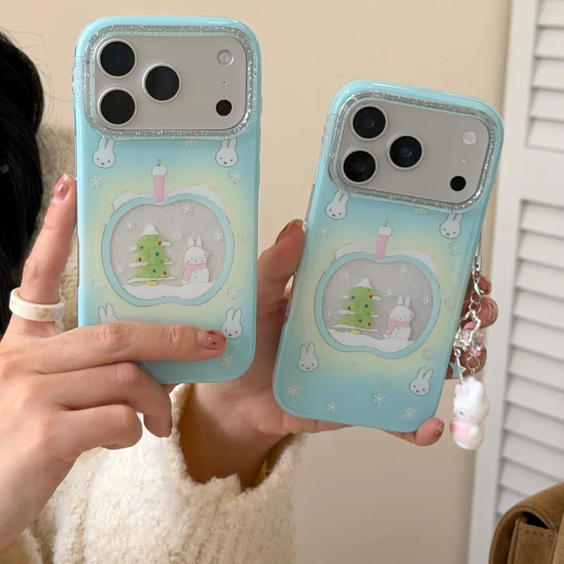 Cute Cartoon Wrist Strap Silicone Case - Милый мультяшный рождественский чехол с свечом