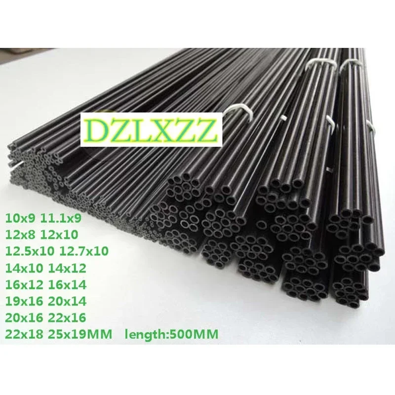 2pc Carbon Fiber Tube Hollow Rod 10mm/11.1mm/12mm/14mm/16mm/19mm/20mm/22mm/25mm For Quadcopter Multicoptor Length 500mm