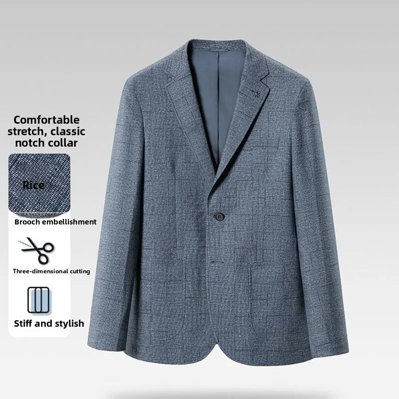 

Удобный повседневный мужской костюм: модный городской пиджак с плоским воротником, декорированный полосатой тесьмой, приталенный крой, на двух пуговицах, для повседневной носки