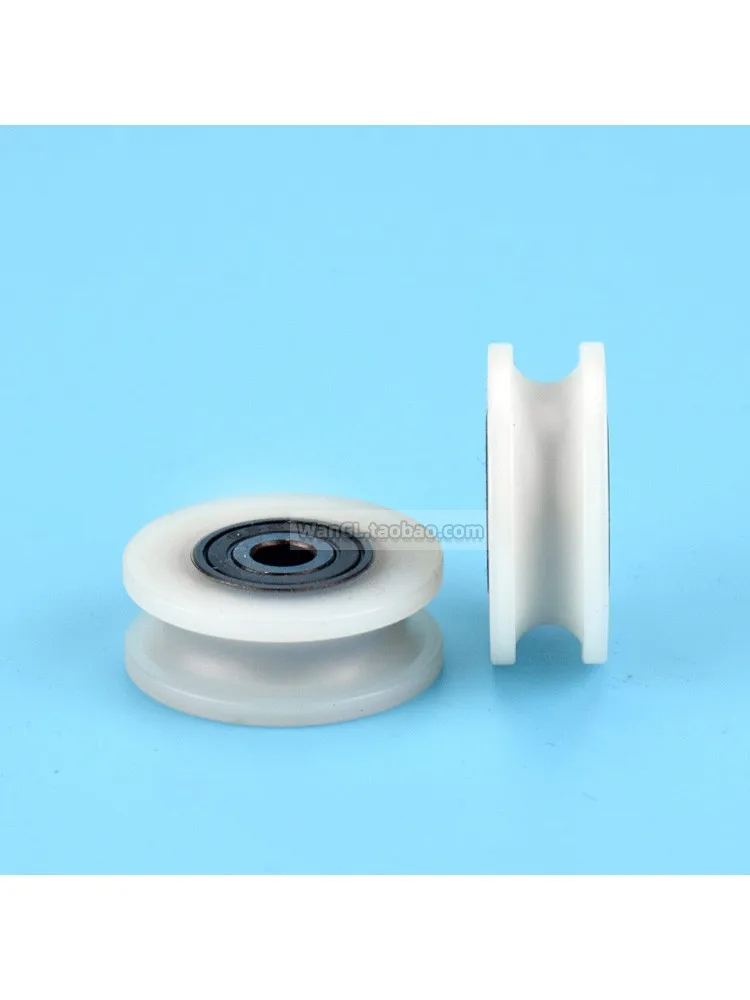 Plástico Envolvido Roda De Nylon, Roda Em U-Groove, Incorporado Com Rolamentos Duplos, Roda De Rolamento, R5, 1Pc