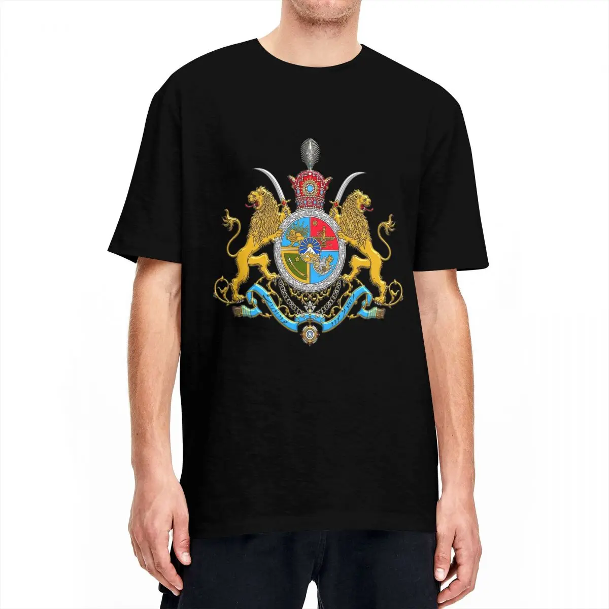 Iranian Imperial Coat Of Arms Of Iran T-Shirt Trendy Cool T-Shirts Beach 100% Cotton O Neck Plus Size 5XL Top Tees