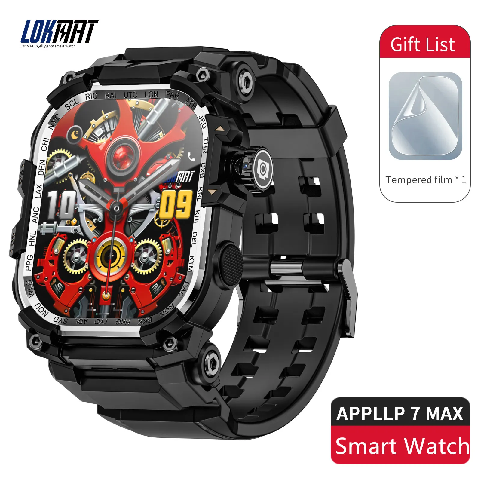 LOKMAT APPLLP 7 Max 4G Android Smart Watch 2.06 inch AMOLED Large Screen Quad Core 3GB 32GB GPS WIFI Rotation Telescopic Camera