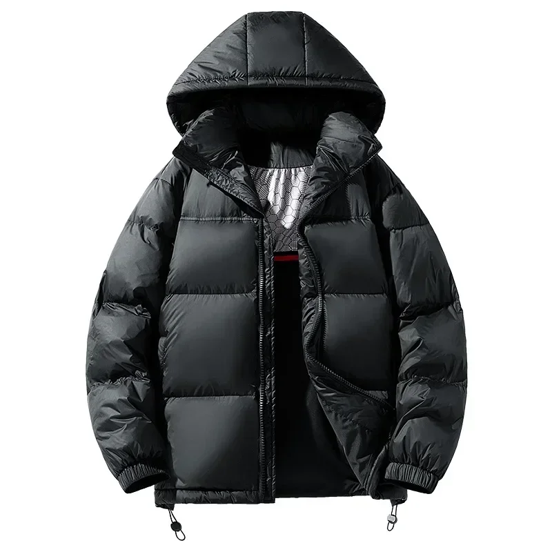 New Winter Men\'s Graphene-heated Hooded Warm Down Jacket Contrast Color 90% White Duck Down Puffer Jackets Couples JK-989