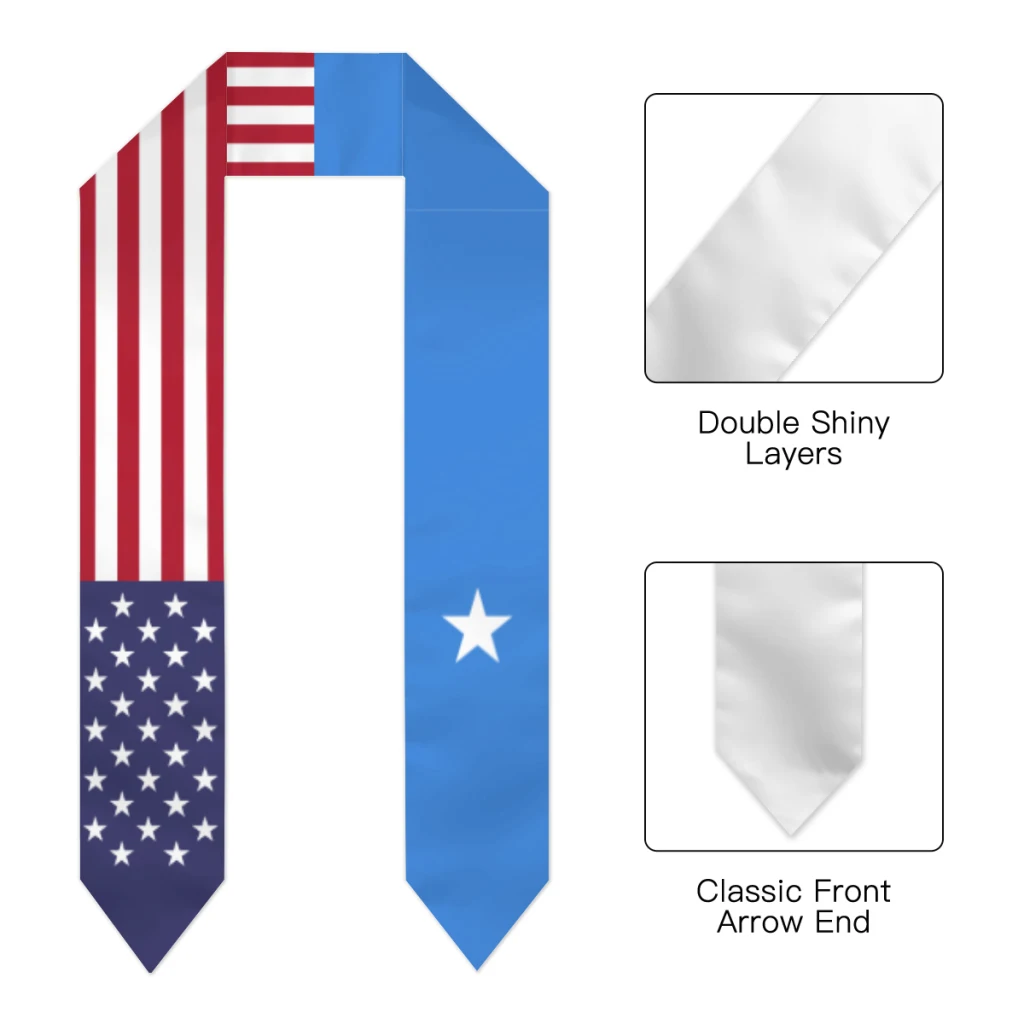 Graduation Sash Somalia & USA United States Flag Stole Shawls Graduate Wraps Scraf International Student Pride Gifts