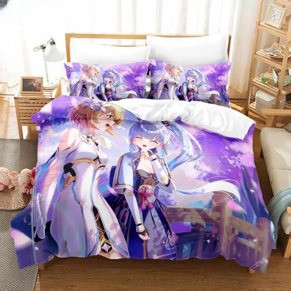 3D Print Anime Genshin Impact Lumine Duvet Cover Cartoon Girl Bedding Sets Twin Double Bed Set For Customization Home Textiles