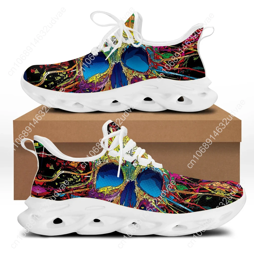 

Spring Flats Men Shoes Cool Punk Skull Design Casual Men's Sneakers Summer Boys Lace-up Walking Footwear Zapatillas
