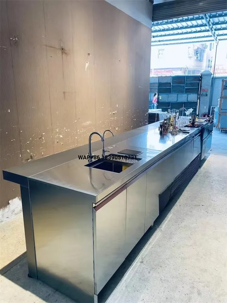 Stainless Steel Bartender Station  Us Style Mobile Cocktail bar Station for Parties bar Well