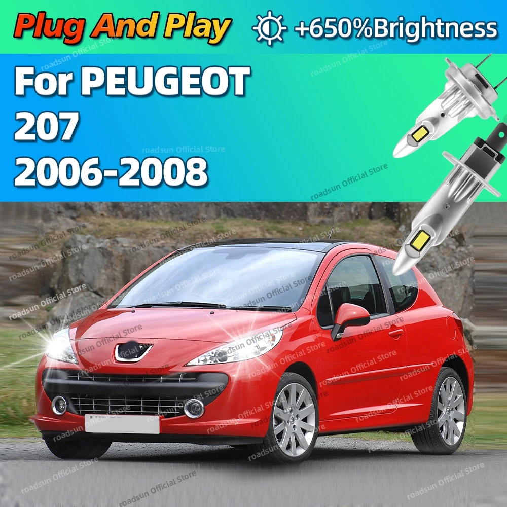 

2/4Pcs LED Powerful Car Headlight Bulbs 25000LM Super Bright Auto Lights Plug and Play For PEUGEOT 207 2006 2007 2008