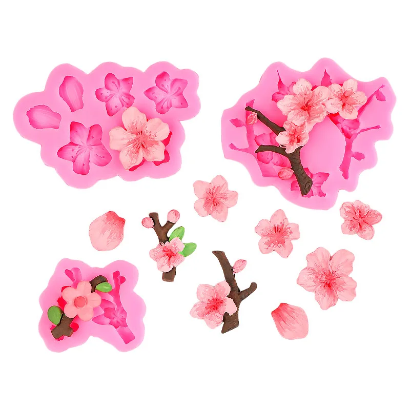 Cherry Blossom Peach Blossom Tree Branch Silicone Mold Fondant Cake Decorating Tool Sugarcraft Chocolate Candy Gumpaste Mold