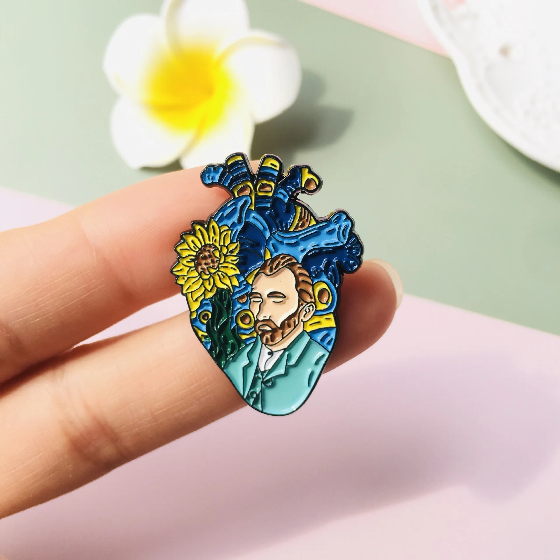 Punk Style Enamel Heart Design Men's Women's Women's Brooch Pins，Suitable for Bags Hats Clothes Pencil Cases Companion Gifts