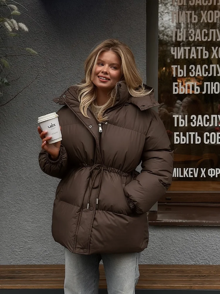 Повседневная толстая стеганая куртка с капюшоном, женская однобортная куртка с длинным рукавом и застежкой-молнией, хлопковые куртки с завязками, женская теплая одежда 202, новая