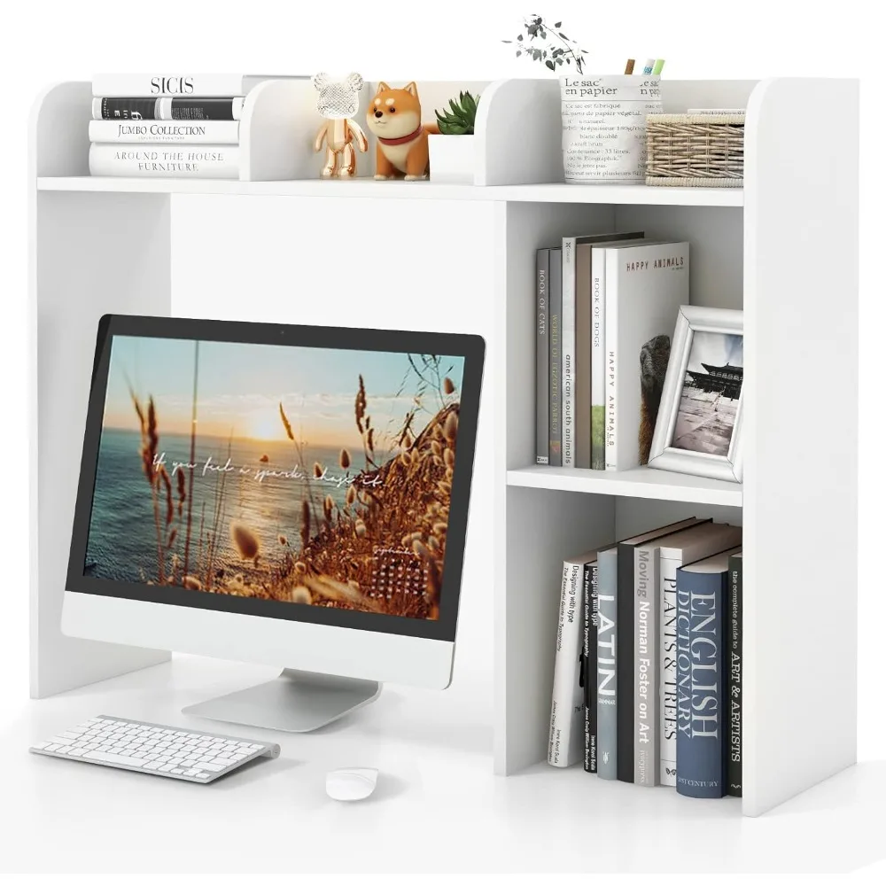 Desktop-Bücherregal, Aufbewahrungsregal für die Arbeitsplatte mit 5 Regalen für Computertisch, 3-stufiges Präsentationsregal für den Schreibtisch, Mehrzweckregal