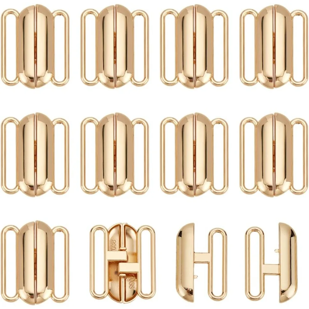 

12 Pcs Closure Clasps Front Closing Bikini Clasps Metal Bikini Hook Closure Bra Buckles for Sewing Lingerie Swimsuit 25x20x4mm