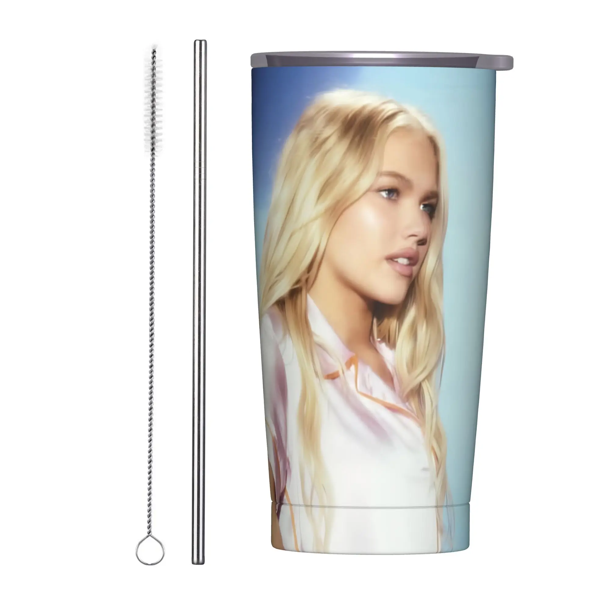 F-Freya Skye Singer Tumbler Vacuum Insulated  Coffee Cups with Lid Straw Office Home Mug Hot Cold Drink
